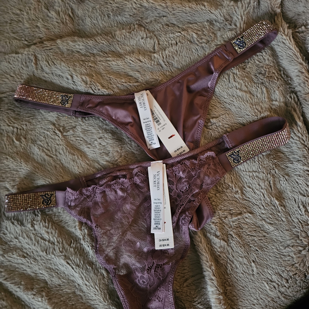 Victorias Secret Purple Lace Thongs